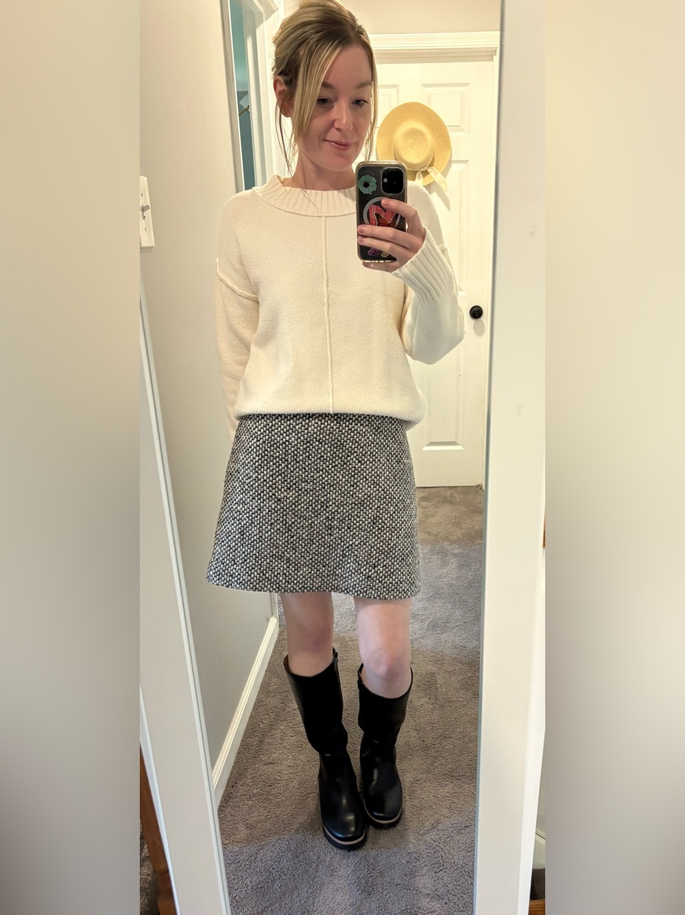 J. Crew Black & White Tweed Mini Skirt